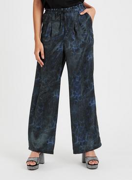 Black Jacquard Wide Leg Coord Trousers
