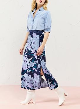 EVERBELLE Spring Peony Side Split Maxi Skirt 