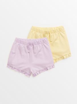 Lilac & Yellow Frill Jersey Shorts 2 Pack  12-18 months
