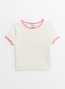 White Contrast Cropped T-Shirt 