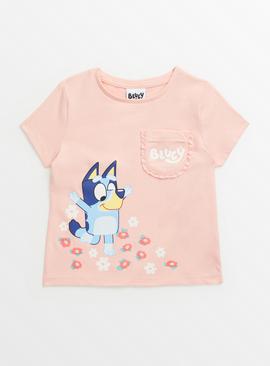 Bluey Character Print Pink T-Shirt 