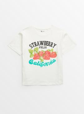 White Strawberry Fields Print T-Shirt 10 years