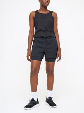 Active Black Double Layer Shorts 
