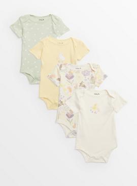 Bunny Floral Organic Cotton Bodysuit 4 Pack 3-6 months
