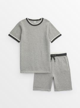 Grey Knitted T-Shirt & Shorts Set 13 years
