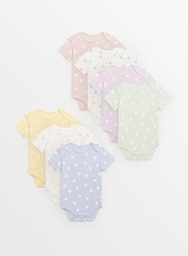 Polka Dot Print Short Sleeve Sleepsuits 7 Pack Up to 3 mths