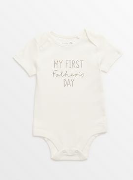 Cream My First Father's Day Short Sleeve Bodysuit 