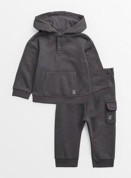 Charcoal Hooded Sweat Set 3-6 months