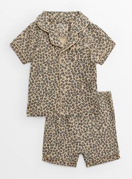 Leopard Print Traditional Shortie Pyjamas Up to 3 mths