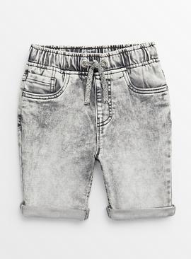 Grey Washed Denim Loopback Shorts 6 years