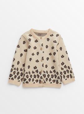 Beige Leopard Design Cardigan 