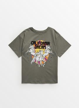 Grey Unicorn Graphic Print T-Shirt 