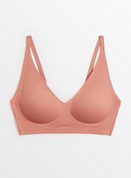 Pink High Apex Padded Plunge Non-Wired Bra  