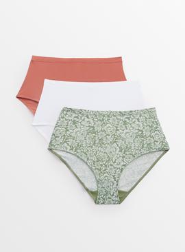 Floral & Plain Full Knickers 3 Pack 
