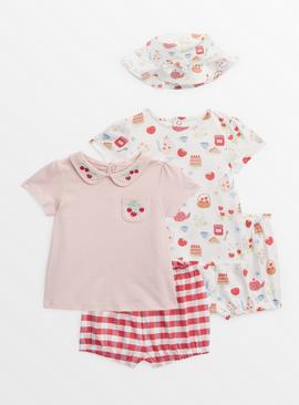 Strawberry Top & Shorts 5 Piece Set Up to 3 mths