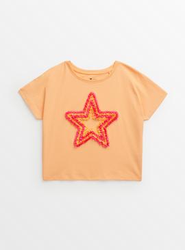 Orange Chiffon Star Short Sleeve T-Shirt 4 years