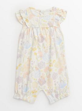 Pastel Bunny Floral Jersey Romper Up to 3 mths