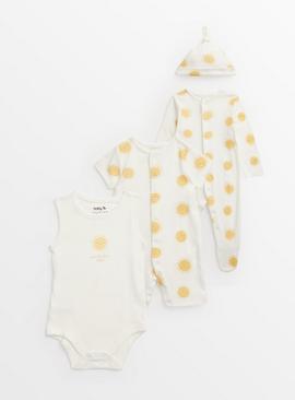 Cream Sunshine Print 4-Piece Starter Set  Tiny Baby