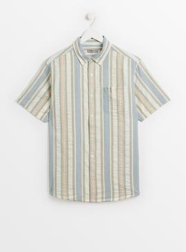 Blue Pastel Stripe Seersucker Shirt 