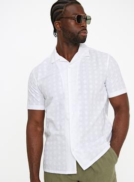 White Short Sleeve Broderie Shirt 