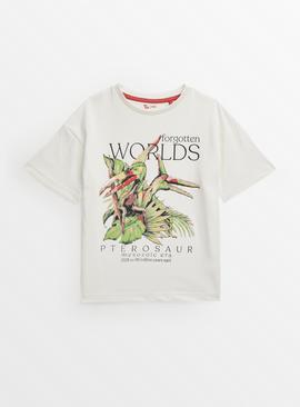 Cream Pterosaur Print Short Sleeve T-Shirt 10 years