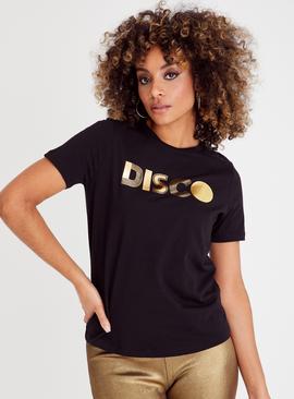 Black & Gold Print Disco T-Shirt