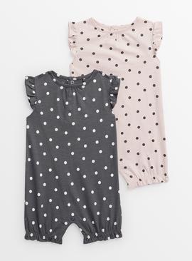 Pink & Charcoal Spot Romper 2 Pack 9-12 months