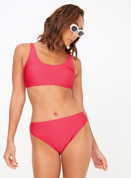 Pink Textured Classic Bikini Bottoms