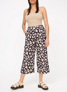 Leopard Print Woven Cropped Trousers  