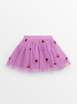 Pink Fruit Applique Tutu Skirt 