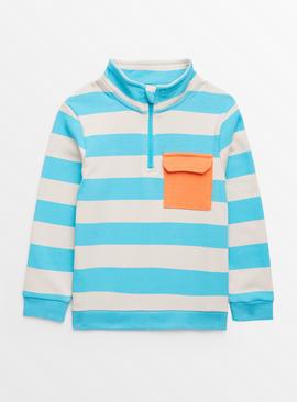 Blue Stripe Quarter Zip Sweatshirt 