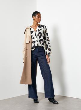 For All the Love Printed Tie Neck Volume Blouse