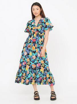 Tropical Printed Midaxi Smock Dress 