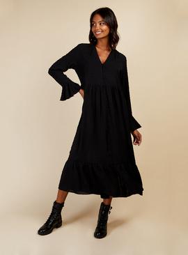 VOGUE WILLIAMS Black Texture Midaxi Dress 