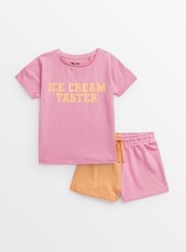 Ice Cream Taster Slogan T-Shirt & Shorts Set 
