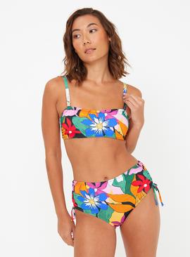 Tropical Print Bandeau Bikini Top 
