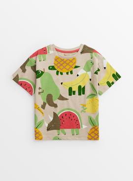 Brown Dinosaur Fruit T-Shirt 