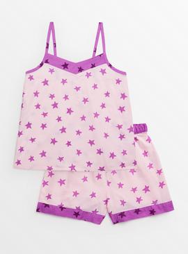 Pink Star Print Shortie Cami Pyjamas 