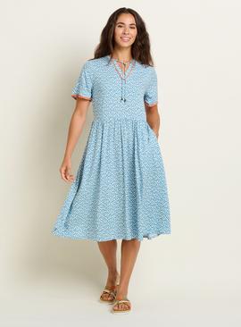 BRAKEBURN Yasmin Blue Midi Dress