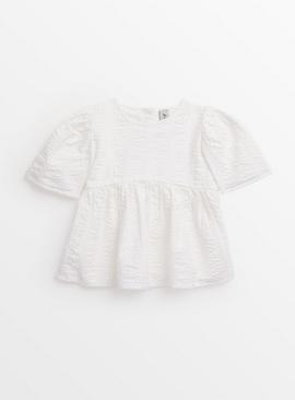 White Woven Short Sleeve Top 7 years