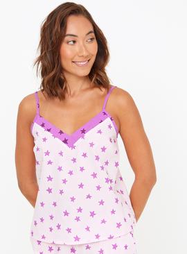 Pink Star Print Pyjama Cami Top 