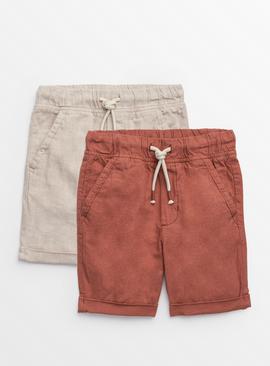 Rust & Stone Linen Blend Shorts 2 Pack 12 years