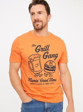 Orange The Grill Gang Graphic T-Shirt M