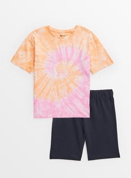 Tie-Dye T-Shirt & Cycling Shorts Set 