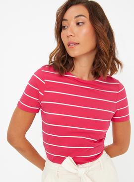 Pink Stripe Slim Fit Short Sleeve T-Shirt 