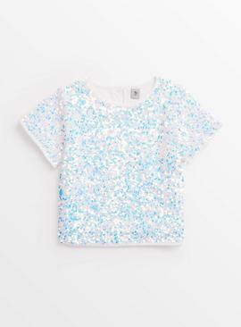 Silver Sequin Short Sleeve T-Shirt 9 years