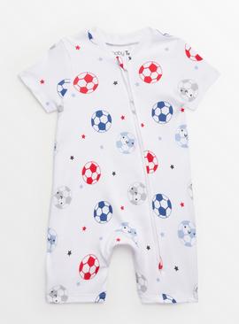 White Football Romper Up to 3 mths