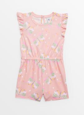 Pink Butterfly Print Playsuit 