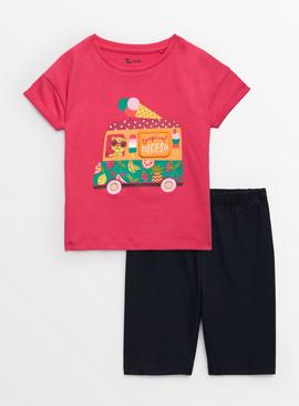Pink Ice Cream Van T-Shirt & Cycling Shorts Set 