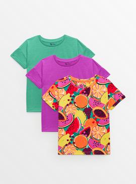 Tropical Fruit Print T-Shirt 3 Pack 